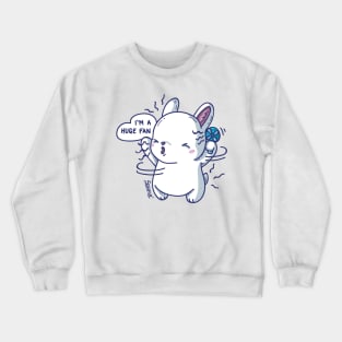 Kawaii Cute fan bunny saying "I'm a huge fan" pun Crewneck Sweatshirt